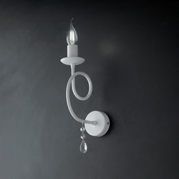 White iron applique one light shabby decoration and rhinestones 17x h32 cm