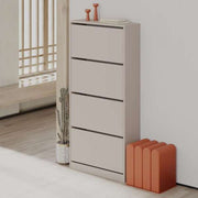 Light Mocha Flip-Top Shoe Cabinet with 4 Doors 73W x 26D x 154.5H cm