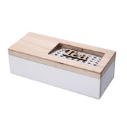 Rectangular white wooden tea box 3 compartments cm24x10h7