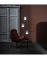 Suspension lamp in glass and pink metal Perle STS