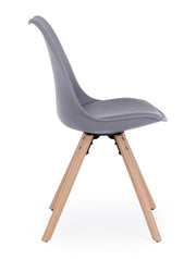 Modern chair wood plastic imitation leather gray New trend 59 x 49 x 83.5 cm