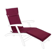 External sunbed cushion in poly burgundy fabric