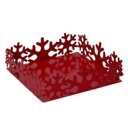 Square red snowflake metal napkin holder 16,5x16,5h5 cm
