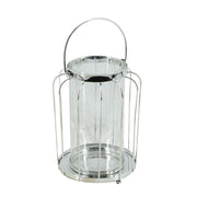 Round metal and silver glass lantern cmø17h24/36