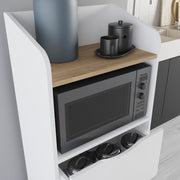 White Drawer and Oak Shelf Mobile Unit L 60 x W 36 x H 136 cm