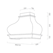 BOMBINA extractor hood in stainless steel and 120 cm walnut colored wooden frame