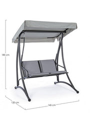 Two-seater steel rocking chair Anthracite GRELY 145x120x h185 cm