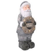 LED resin Santa Claus with gray garland 21,5x19,5h51 cm