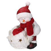 Resin snowman with white led ball cm31,5x20,5h41