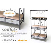 Mobile scaffale cantinetta con ripiani cassetti urban cm 89 x 42 x 175 h