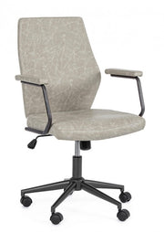 Low back office armchair in light gray eco-leather Jamie