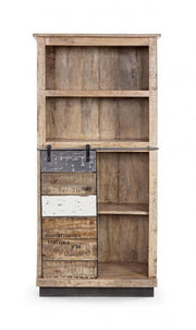 Bookcase 1 door 4 floors Tudor wood 71 x 34 x 163 cm