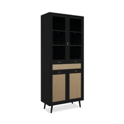 Showcase Vienna52A 4 doors and black drawer with wicker effect fronts