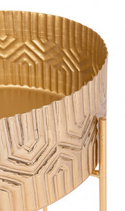 Set of 2 vintage style gold aluminum vase holders