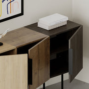 Tontini sideboard 3 doors color oak walnut and dark coffe 150 cm
