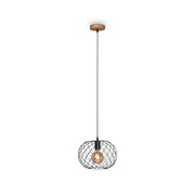 Suspension lamp Ø 30 cm, 40 W, black and wood