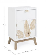 Folium cabinet 1 door 1 drawer in natural wood 45x30x70h cm