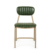 Addy modern chair in steel covered in dark green retro color