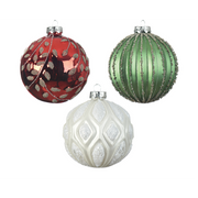 Assorted Christmas balls red - green - white Ø10 cm