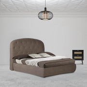 Button1 Mink Upholstered Double Bed with Rounded Headboard and Storage