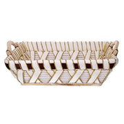Rectangular white wicker basket cm46x36h13