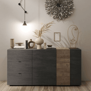Sabry sideboard 2 doors 3 drawers titanium mercure oak