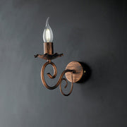 Black iron wall lamp with Copper decoration one light 23x h17 cm