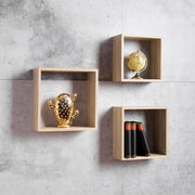Set of 3 Shelvy Cub wall shelves, cube shape, sonoma color