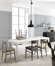 Extendable table in white melamine 130/210x80x76h cm