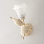 Applique in iron Ivory Gold one light Alabaster White glass 21x h33 cm
