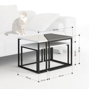 Three Stackable OhLady Side Tables - White and Anthracite with Black Legs