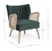 Virna green velvet vintage wooden armchair