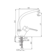 Satin Chrome Kitchen Mixer - 25x18x5 cm