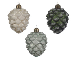 Assorted Antique Glass Pinecone Beads - 3 Colors - 10cm H x 7cm Ø