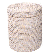 Round white algarve rattan box cmø20h24