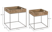 Set of 2 industrial style wooden coffee tables