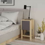 Ema bedside table in oak and anthracite with flap door 30x30x55h