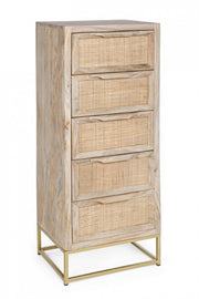 Chest of 5 drawers in natural wood in vintage style