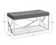 Rayan bench in gray velvet 97x44 cm