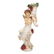 White resin angel with fruit 12.5x10h27 cm