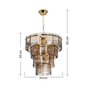 Ceiling lamp with 4 lights Falez MDL3829 smoked glass and gold