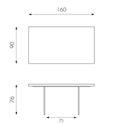 Table in veneered oak and legs in tempered glass 160x76h cm