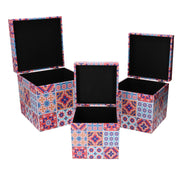 Faux leather box 1-3 multicolor pattern square cm24x24h24
