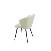 Beige Upholstered Krid Chair with Black Metal Legs