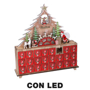 Red tree led wooden calendar cm31x8h34,5