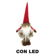 Fabric gnome with red led cm15x11h45