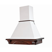 DOLCE VITA white rustic kitchen hood with wooden frame in tobacco color inlay 90 cm