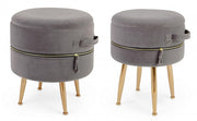 Set 2 Storage stool with velvet effect Pavlina Dark Gray