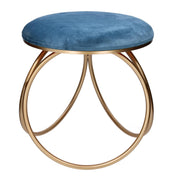 Round teal velvet metal puff cm44x42h43