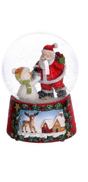 Glass ball with Santa music box and red puppet cm10x10h14,5